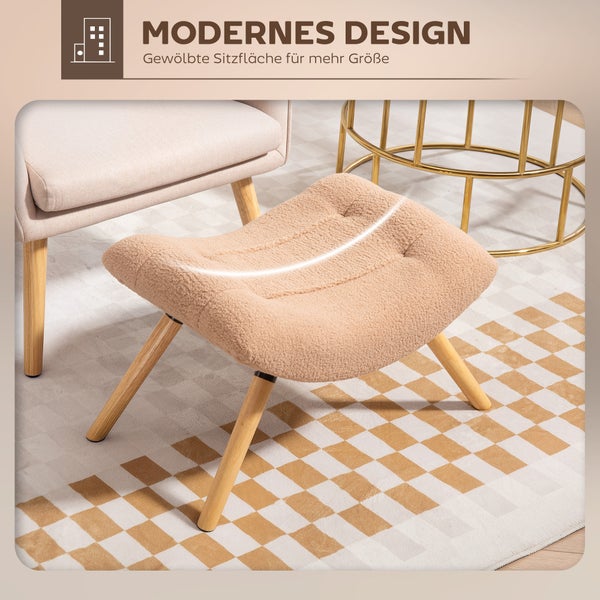 Hocker mit Holzbeinen und gepolsterter Sitzfläche