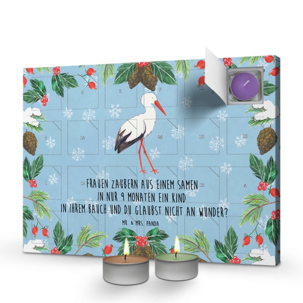 Mr. & Mrs. Panda Duftkerzen Adventskalender Storch - Blau Pastell