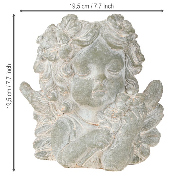Dekorationsfigur Engel mit Blume, circa 19,5 cm hoch