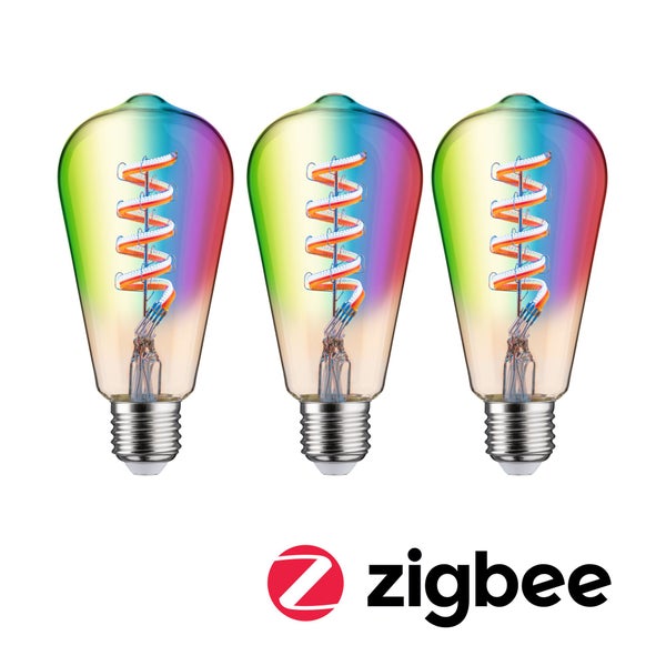 Filament 230V Smart Home Zigbee 3.0 LED Kolben ST64 E27 3x470lm 3x6,3W RGBW+ dimmbar Gold