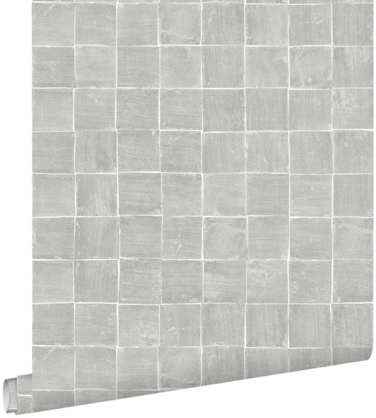 ESTAhome Tapete Fliesenmuster Grau - 53 cm x 10.05 m - 148317