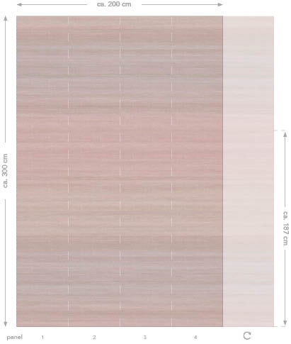Diagramm einer Dekortapete mit den Maßen circa 200 cm Breite und circa 300 cm Höhe