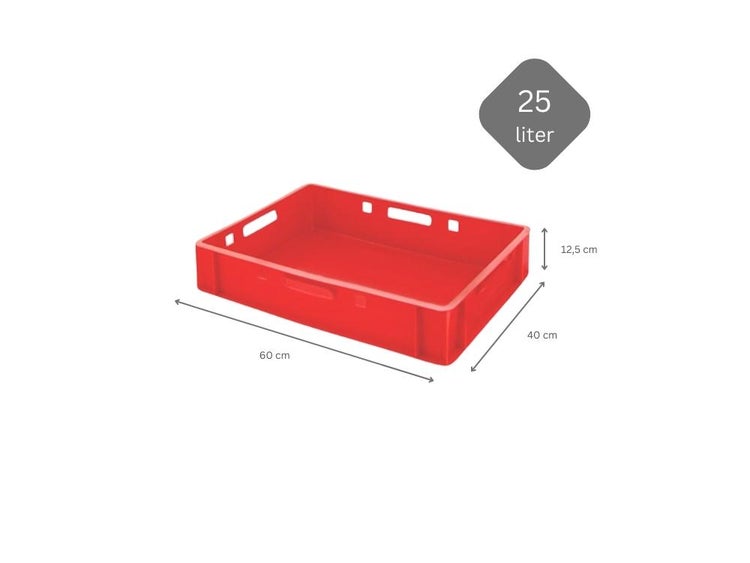 PROREGAL SparSet 5 x Eurobehälter Fleischerkasten E1 HxBxT 12,5 x 40 x 60 cm 25 Liter Rot Fleischerkiste Fleischkiste Metzgerkiste Fleischbehälter