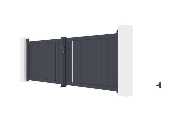 Doppeltor aus Aluminium 3,5m GIONA H.120cm grau