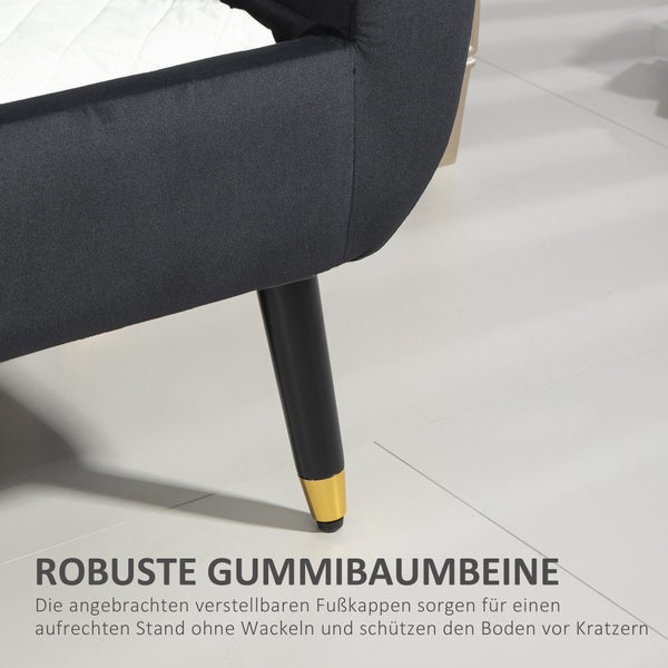 HOMCOM Sitzbank mit Stauraum Armlehnen Polsterbank mit Samtoptik, Sitztruhe mit Holzbeine, Truhenbank für Wohnzimmer Schlafzimmer Flur 107 x 42 x 65 cm, Dunkelgrau