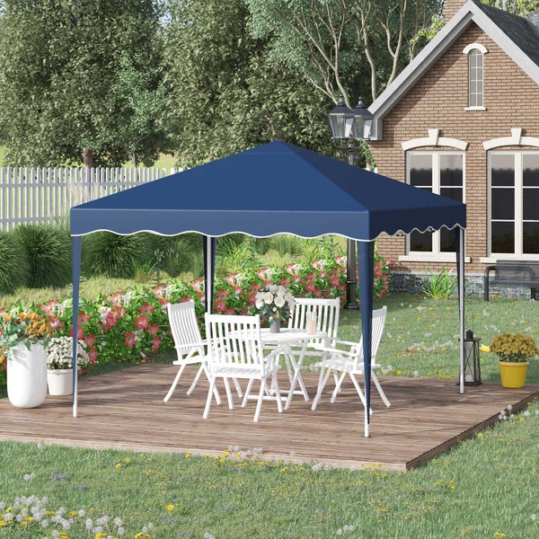 Outsunny Faltpavillon, faltbar, höhenverstellbar, mit Transporttasche, UV-Schutz, 3 x 3 m, Stahl, Oxford, Blau