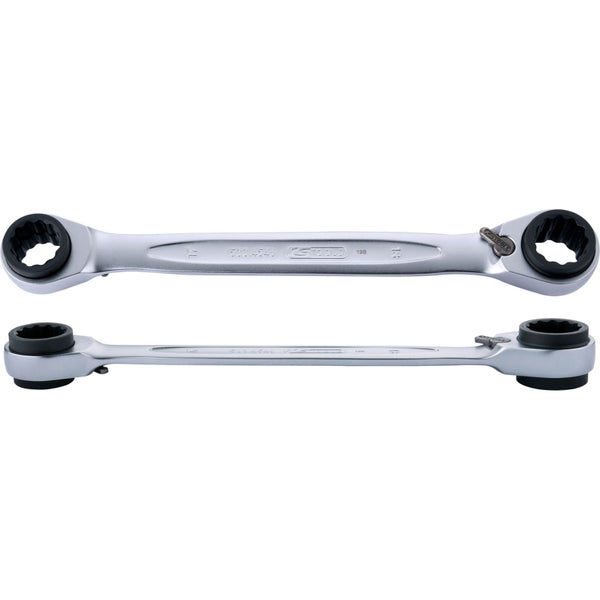 KS TOOLS 4 in 1 GEARplus umschaltbar Doppel-Ratschenringschlüssel-Satz 3tlg. - 503.4540