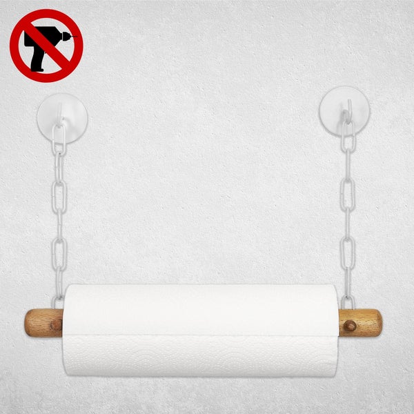 DEKAZIA® Küchenrollenhalter Holz | Küchenrollenhalter ohne Bohren Küchenrollenhalter Wand Küchenpapierhalter Halter Küchenrolle Papierrollenhalter Kuchenrollenhalterung Wandrollenhalter Mango weiß