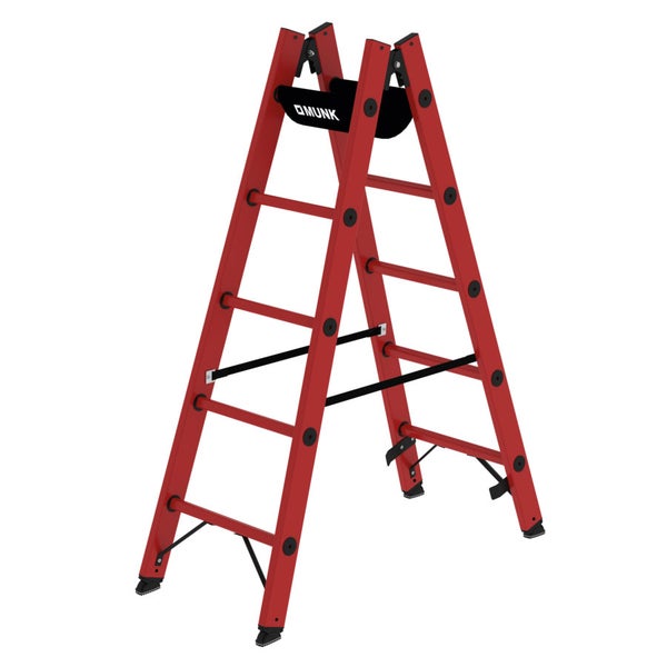 Freistehende, rote Klappleiter