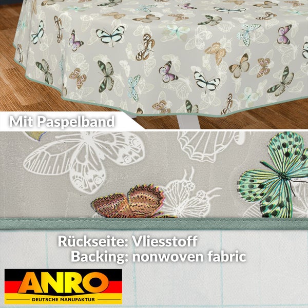 Tischdecke mit Schmetterlingsmuster und Paspelband