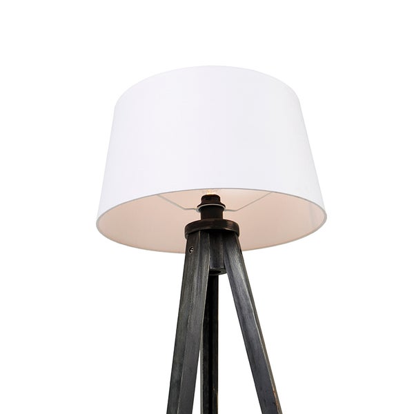 Stehleuchte mit Lampenschirm und Holzfuß