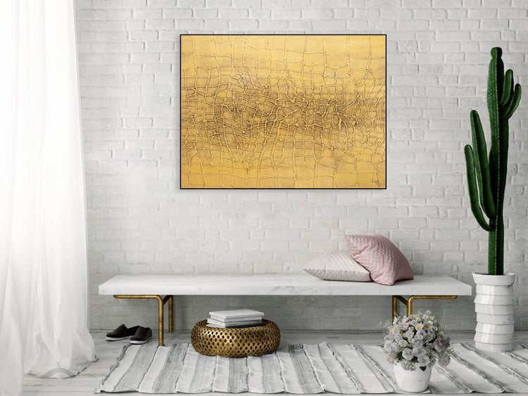 Handgemaltes Gemälde Acrylfarbe 100x75cm Gold