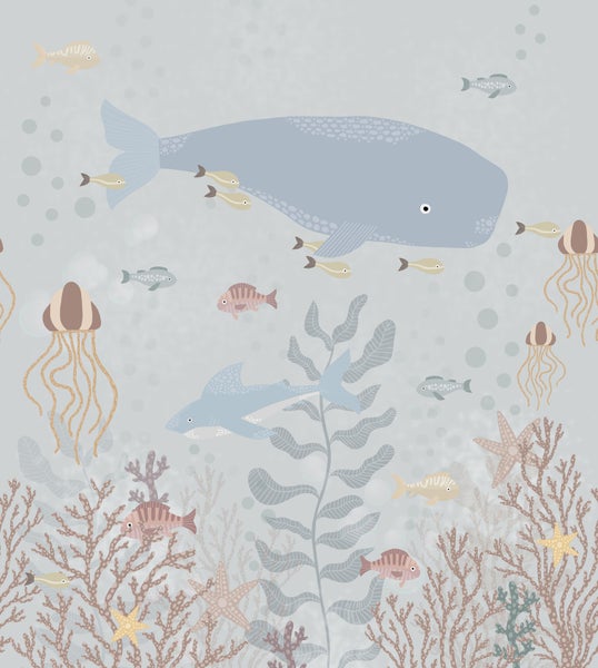 ESTAhome Fototapete Unterwasserwelt Graublau - 250 x 279 cm - 159243