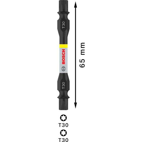 Bosch PRO Impact Schrauberbit mit Doppelklingen und Pick and Click-Einsätzen T30 65 mm - 2608522542