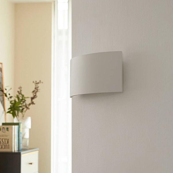 Lindby Gips Wandlampe weiß, bemalbar indirektes Licht Uplight & Downlight Wandleuchte 2 flammig für Wohnzimmer Esszimmer Küche Flur Gipsleuchte Wand innen IP20