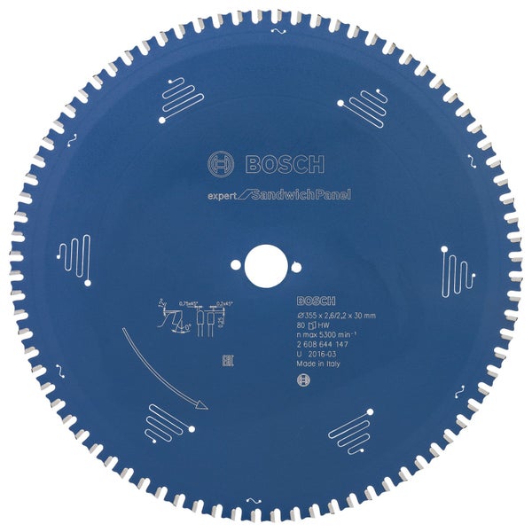 Bosch Kreissägeblatt Expert for Sandwich Panel für Handkreissägen 355 x 30 x 2,6 mm 80 - 2608644147