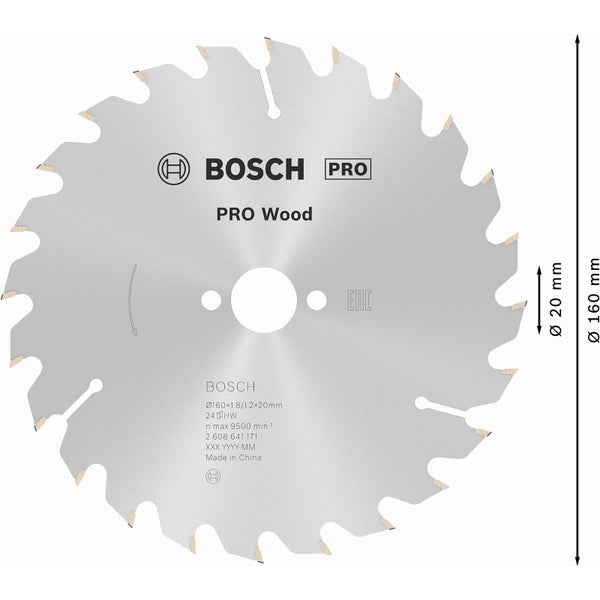 Bosch Pro Wood Kreissägeblatt, 160 Millimeter Durchmesser