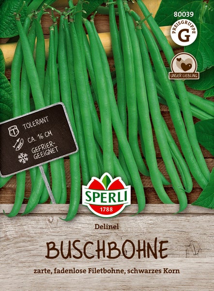 Samen für Sperli Buschbohne Delinel, fadenlose Filetbohne mit circa 16 Zentimeter langen Schoten, gefriergeeignet, Preisgruppe G.