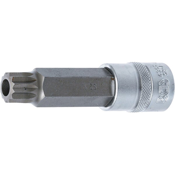 BGS Bit-Einsatz Länge 100 mm Antrieb Innenvierkant 12,5 mm (1/2) Innenvielzahn (für XZN) mit Bohrung M18 - 4365