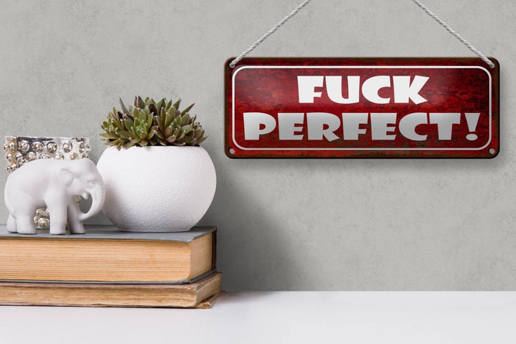 Blechschild Spruch 27x10cm fuck Perfect Dekoration