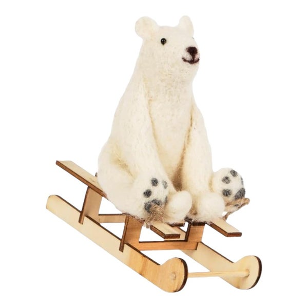 Eisbär auf Schlitten Weihnachtshänger aus Filz - Sass & Belle