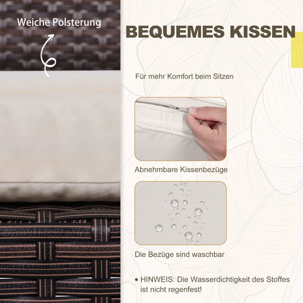 Outsunny 3-tlg. Gartenmöbel-Set, B63 x T57 x H76 cm, PE Polyrattan, Metall, Polyester, mehrfarbig