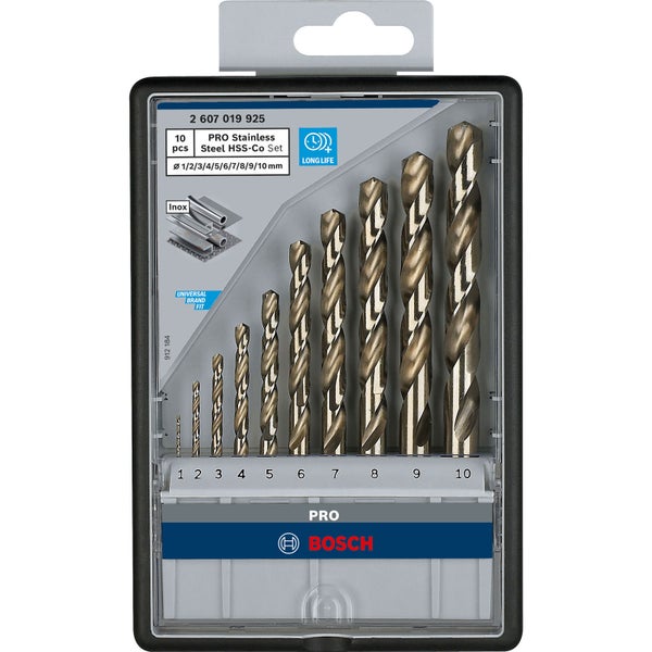 Bosch PRO Stainless Steel HSS-Co Spiralbohrer-Set 10-tlg. - 2607019925