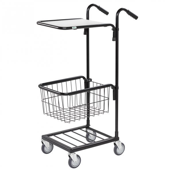 Servierwagen mit Ablagefläche und Drahtkorb