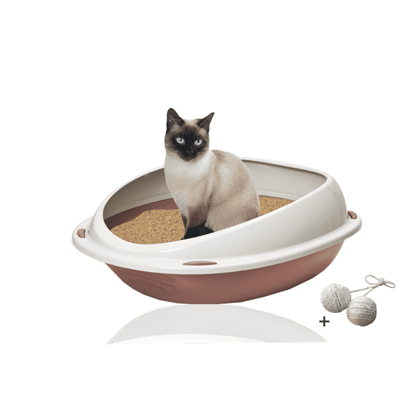 Rohrschneider Katzentoilette Shuttle rosa + Spielkugel 2er-Set