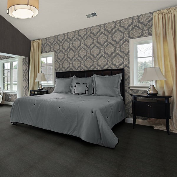 Teppichboden schwarz Velours Teppich Meterware mit Textilvlies Rücken 400 cm Breite (Meterware)