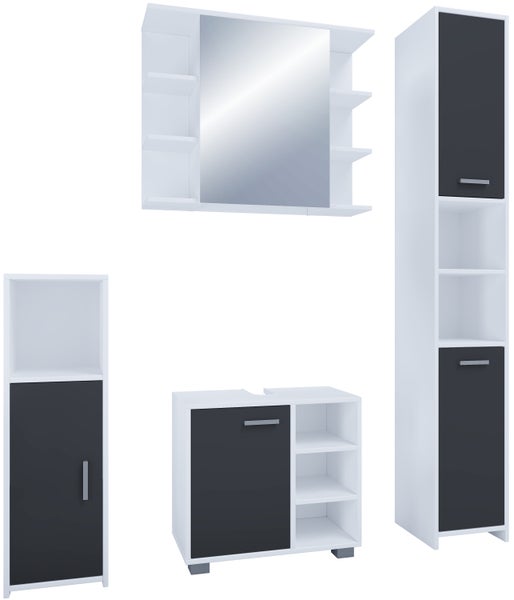 4-tlg. Komplett Badmöbel Badschrank Set Zalo I