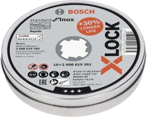 X-LOCK Standard for Inox Dose Trennscheibe gerade WA 60 T BF, 10 x 115 x 1 x 22.