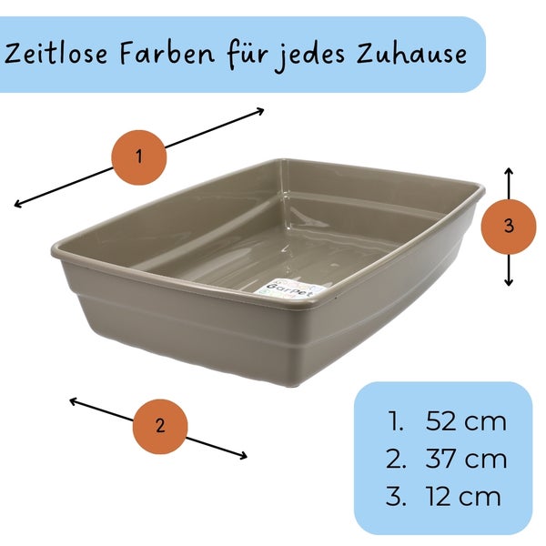 GarPet Katzenklo in 5 Größen Katzentoilette ohne Deckel Katzen WC Schalentoilette Klo grau eckig XL XXL hygenisch Jumbo