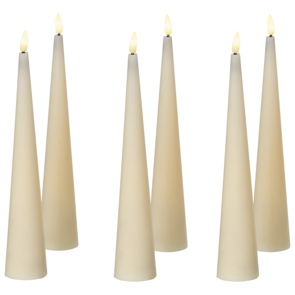 Sechs LED-Kerzen in Kegelform