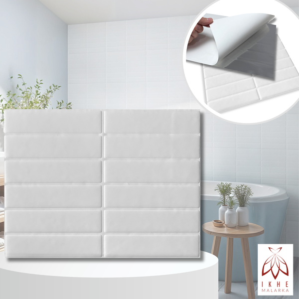 3D Wandpaneel aus Kunststoff in Steinoptik Weiß – selbstklebend, wasserdicht, 23 × 29 cm (0,065 m²) – Modell YJC0203 Weiß