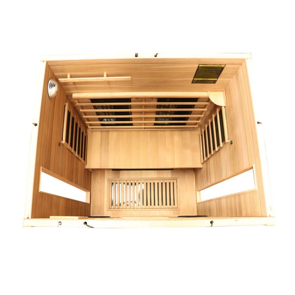 Dewello® Infrarotkabine Infrarotsauna PIERSON PRO 135cm x 105cm Hemlock-Zeder inkl. DUO Strahler, Vollspektrumstrahler, Karbonstrahler