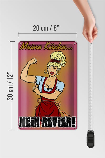 Blechschild Pinup 20x30cm Spruch Meine Küche mein Revier