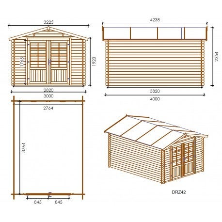 Gartenhaus, Gerätehaus 21m2 - 3x4m - 28mm