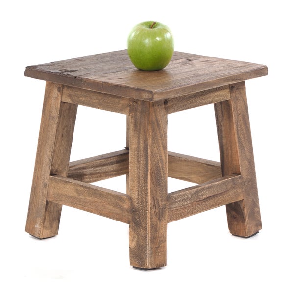 Fusshocker PALO Mahagoni Recyclingholz 01 natur-vintage