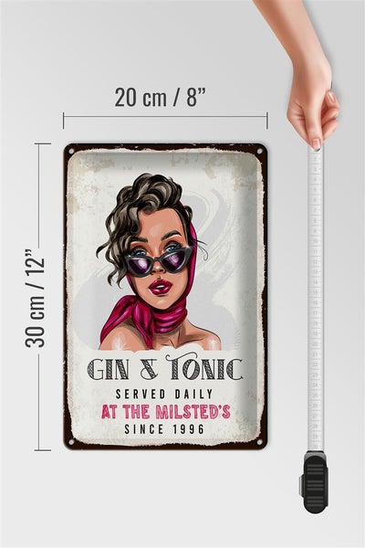 Blechschild Spruch Gin & Tonic Served Daily Milsted´s 20x30cm