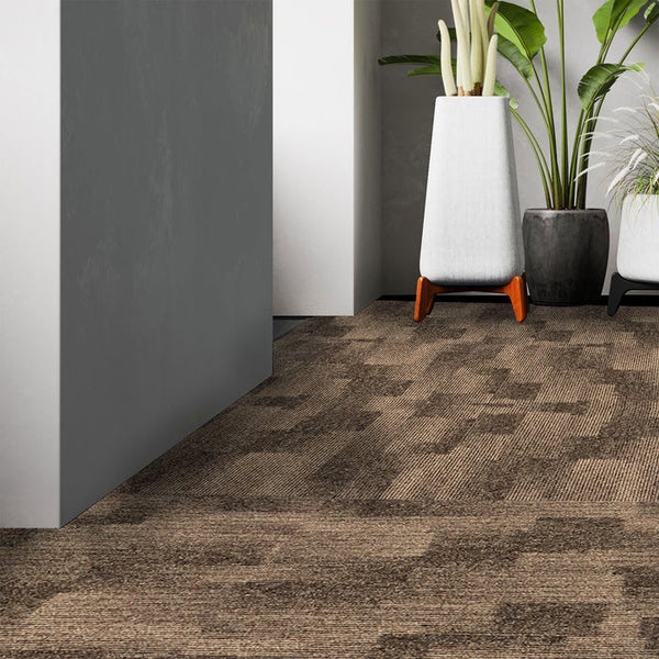 FLOORDIREKT Teppichfliese Santo - 50 x 50 cm - Selbstliegend - Braun 92