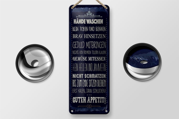 Blechschild Spruch Hände waschen kein toben 10x27cm Dekoration