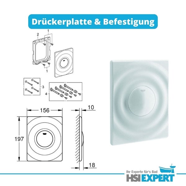 Druckplatte mit Befestigung und Maßangaben