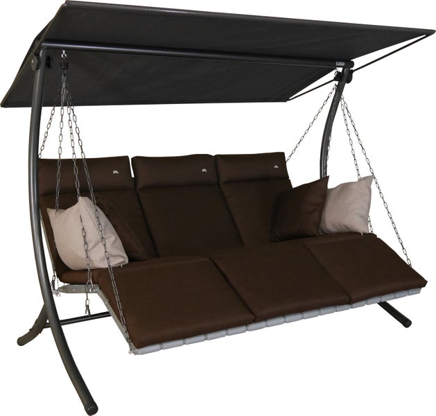 Doppelliege mit Sonnendach, Kettenaufhängung, Matratze und Kissen