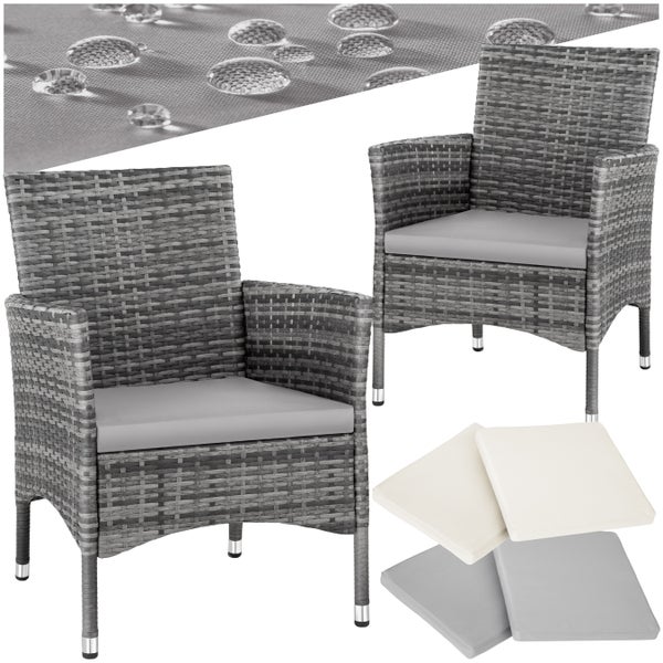 2er Set Rattanstuhl tectake Nantes widerstandsfähig 59 x 57 x 85 cm