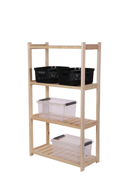 PROREGAL Holzregal SPREEWALD HxBxT 124x70x33cm 4 Ebenen Massives Kiefernholz Natur