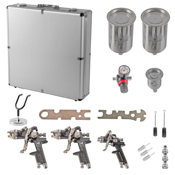 STAHLWERK HVLP Lackierpistolen Set SGS-1125 ST 21 Teile 3 Lackierpistolen