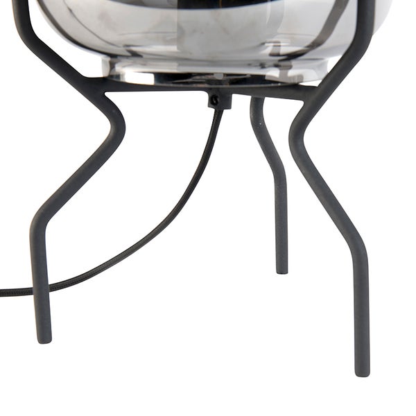 Design Tischleuchte schwarz mit Rauchglas - Bliss