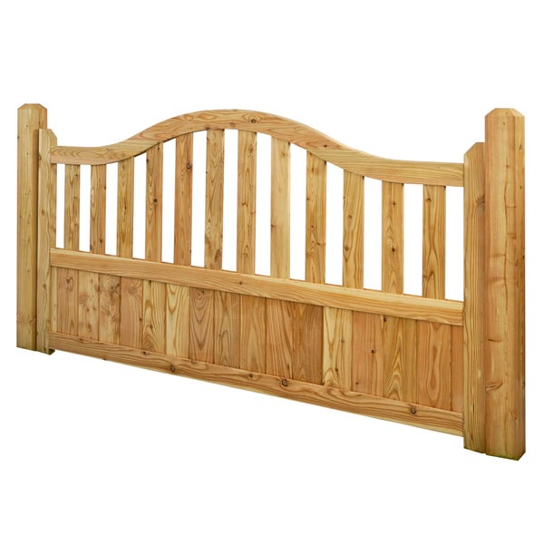 Holzzaun mit Latten und geschwungener Oberkante