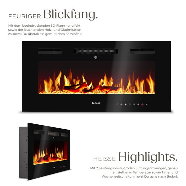 Elektrischer Kamin mit Flammeneffekt und Holzimitation